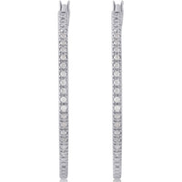 1/4 Carat T.W. Diamond Sterling Silver Hoop Earrings