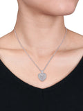 1 Carat T.W. Diamond Sterling Silver Heart Pendant Necklace with 3-Strand Chain