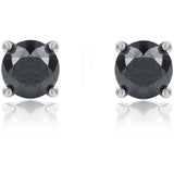 1 Carat T.W. Round Black Diamond Sterling Silver Stud Earrings