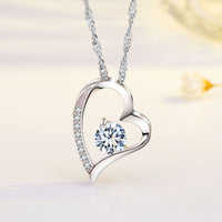 14K White Gold Plated Forever Lover Heart Pendant Necklace For Women