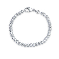 Tiny Simple Basic Round 925 Sterling Silver Bead Ball Strand Bracelet For Teen