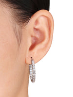 Miabella 3-1/2 Carat T.G.W. Created White Sapphire Sterling Silver Hoop Earrings