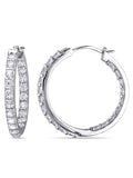 Miabella 3-1/2 Carat T.G.W. Created White Sapphire Sterling Silver Hoop Earrings