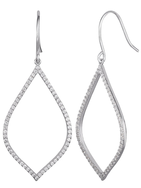 Cubic Zirconia Open Teardrop Dangle Earring in Sterling Silver