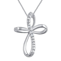 0.24 Carat Diamond Accent Criss Cross Hoop Necklace in 14K White Gold Plated