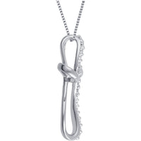 0.24 Carat Diamond Accent Criss Cross Hoop Necklace in 14K White Gold Plated