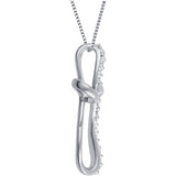 0.24 Carat Diamond Accent Criss Cross Hoop Necklace in 14K White Gold Plated