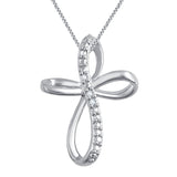 0.24 Carat Diamond Accent Criss Cross Hoop Necklace in 14K White Gold Plated