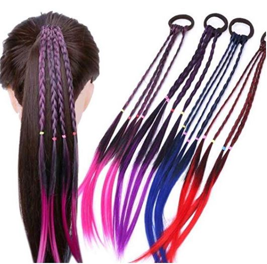 Girls Hair Extensions Accessories - Colorful Wigs Ponytail Hair Set of 4