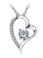 14K White Gold Plated Forever Lover Heart Pendant Necklace For Women