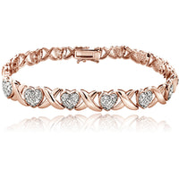 0.50 Carat Diamond X and Heart Bracelet in Rose Gold for Girls or Teens