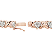 0.50 Carat Diamond X and Heart Bracelet in Rose Gold for Girls or Teens