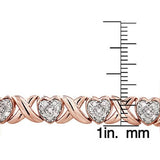 0.50 Carat Diamond X and Heart Bracelet in Rose Gold for Girls or Teens