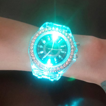 Luminous Coloful Light Watch LED Crystal  Teen Girls