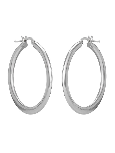 Medium Round Hoop in Sterling Silver