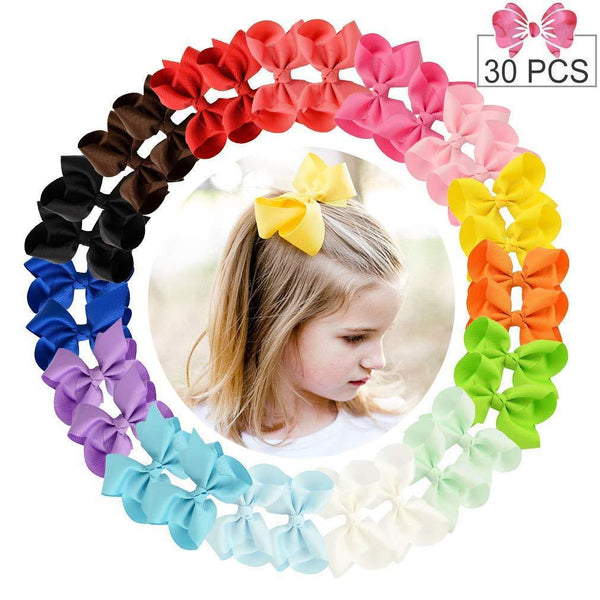 Bow Alligator Clips Grosgrain Ribbon Hair Accessories Toddlers Kids Teens 4inch 30PCS