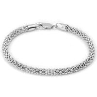 Italian Sterling Silver Popcorn Chain Bracelet, 7.5 for Girls or Teens