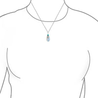 Turquoise Bali Style Tribal Opalite Teardrop Pear Shape Pendant Necklace