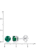 Sterling Silver Created Emerald Gemstone Stud Earrings