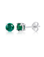 Sterling Silver Created Emerald Gemstone Stud Earrings