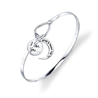 sterling Silver "I Love You To The Moon and Back" Bangle Bracelet for Girls