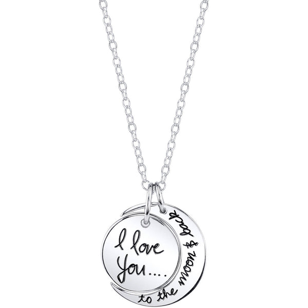 Sterling Silver "I Love You To The Moon and Back" Pendant Necklace, 18"