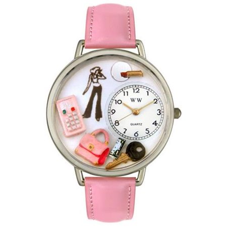 Teen Girl Pink Leather And Silvertone Watch