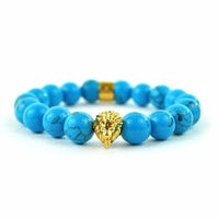 Turquoise Gemstone Lion Beaded Bracelet for Teen/Girls