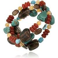 Turquoise and Smoky Quartz Nuggets for Girls/Teen Bracelet, 7.5