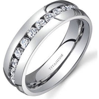 Women's 6mm Cubic Zirconia Eternity Wedding Band Ring in Titanium