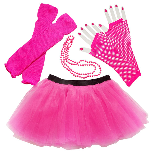 Teen  Tutu, Leg Warmer,s Fishnet Gloves, & Beads -Costume & Accessories