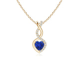 Sapphire Infinity Heart Pendant with Diamonds