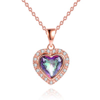 3 Carat Pink Amethyst Heart Necklace in 18k Rose Gold Overlay