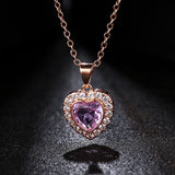 3 Carat Pink Amethyst Heart Necklace in 18k Rose Gold Overlay