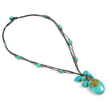 Crowned Oval Turquoise Stone Multi Strand Necklace