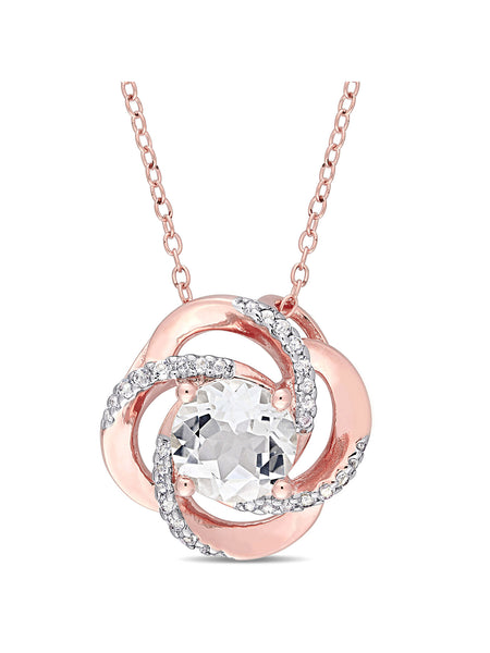 White Topaz Rose-Plated Sterling Silver Gemstone Pendant