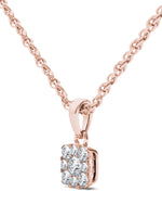 1/4Ct TDW Diamond 10K Rose Gold Cluster Nacklace