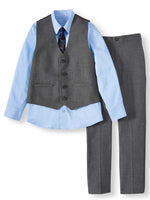 Boys 4-14 & Husky Dressy Vest Set with Long Sleeve Shirt