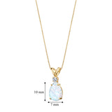 White Opal and Diamond Pendant in 14K Yellow Gold, 18"