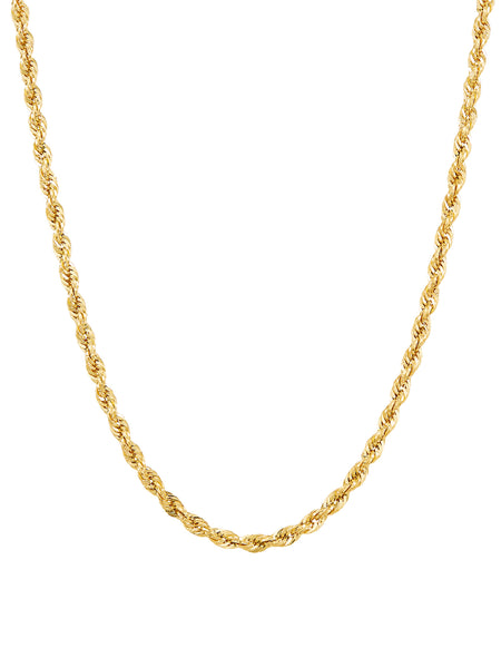 Brilliance Fine Jewelry 10K Yellow Gold Polished 2.9MM Rope Chain, 18" Necklace