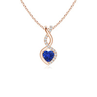 Sapphire Infinity Heart Pendant with Diamonds